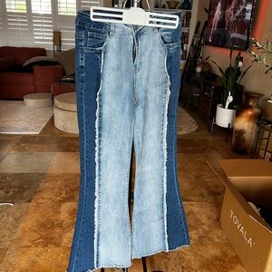 Hayden Blue and Light Denim Flare Jeans